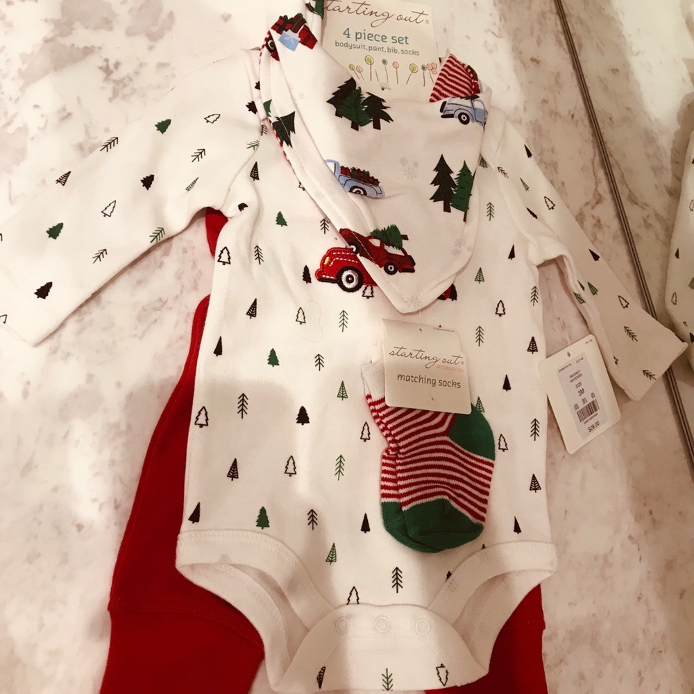 Starting Out Baby Boys Christmas 4-Piece Layette (2 sets)